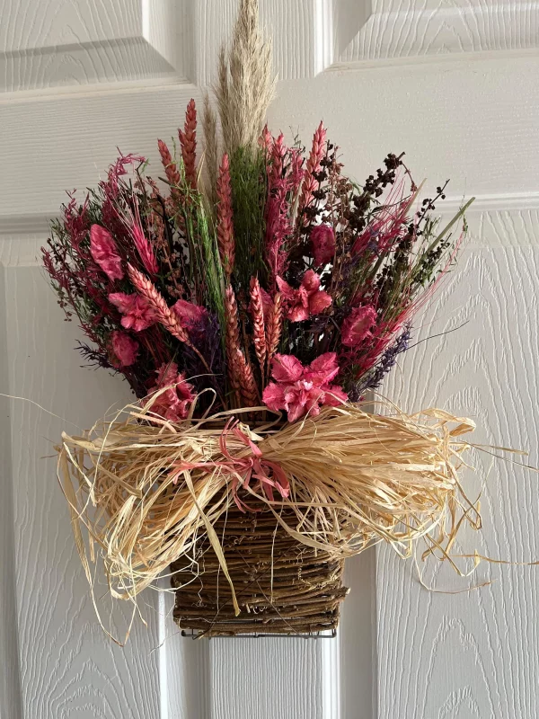 Flat Rattan Flowerbasket - Pink - Image 3