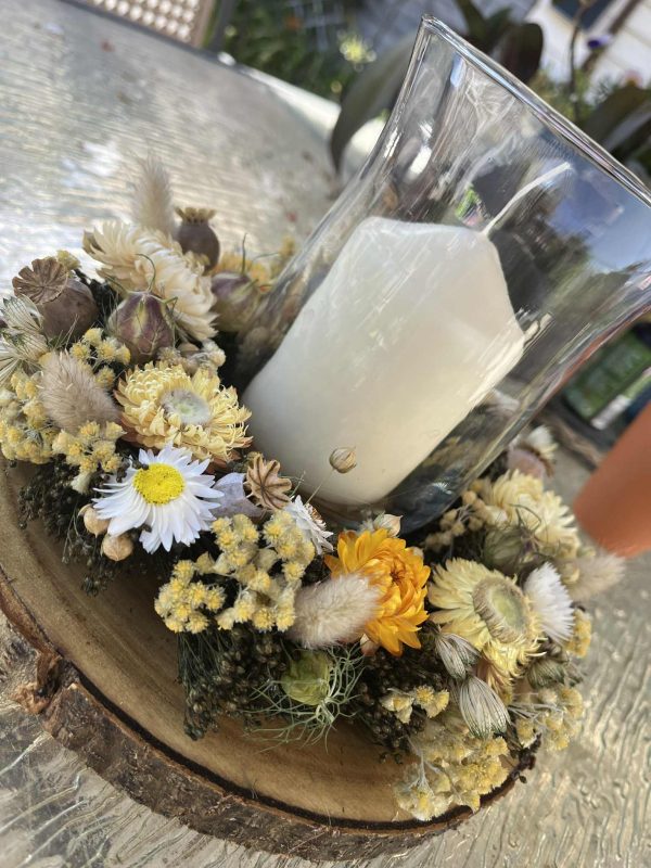 Dried flower candle table decoration - Yellow - Image 4