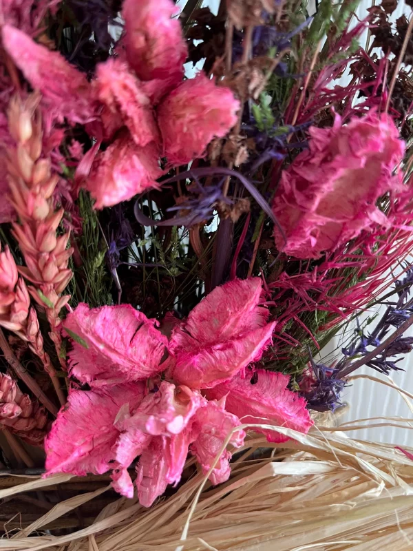Flat Rattan Flowerbasket - Pink - Image 6