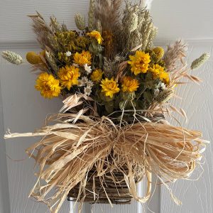 Flat Rattan Flowerbasket - Yellow