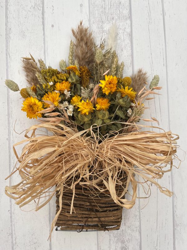 Flat Rattan Flowerbasket - Yellow - Image 2