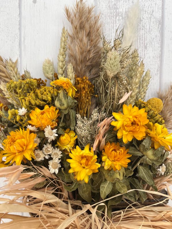 Flat Rattan Flowerbasket - Yellow - Image 3