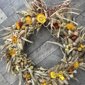 Dried flower wreath - yellow