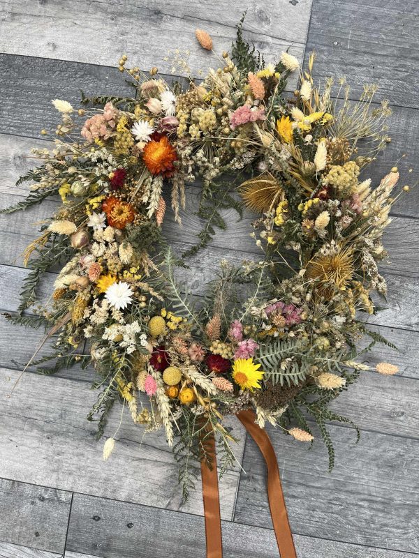 Dried flower wreath - Autumn colours