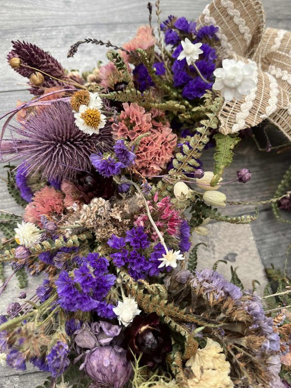 Dried Flower Wreath - Purple - Image 3