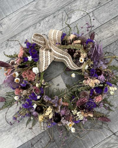 Dried Flower Wreath - Purple