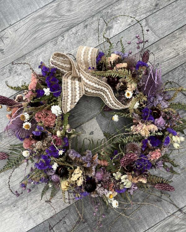 Dried Flower Wreath - Purple
