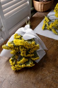 Dried Statice Flower Bunch - Yellow