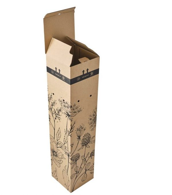 End Opening Tall Plant/ Flower Box with Black Floral Print
