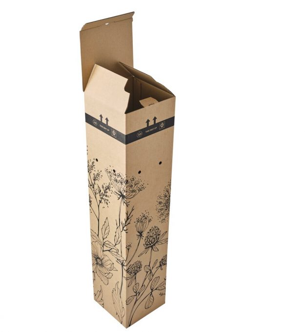 End Opening Tall Plant/ Flower Box with Black Floral Print